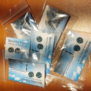 Bridesmaid's earrings druzy glitter sparkle blue black gold wedding bachelorette